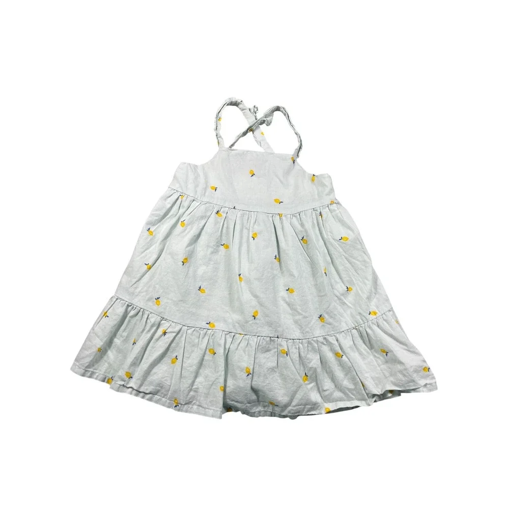 OshKosh B'gosh Toddler Lemon Print Dress Size 2T Green Ruffle Summer Cotton‎